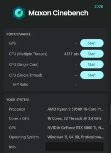 5950x 定格スコア