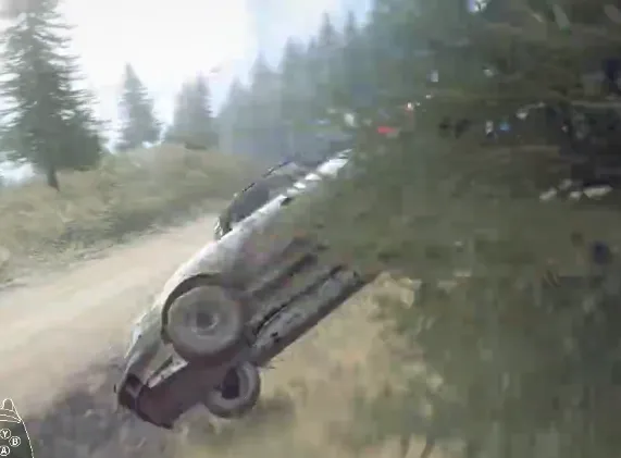 こんな風に吹き飛んだり、木や岩に軽くぶつかってからの大クラッシュのコンボなんてのは日常茶飯事