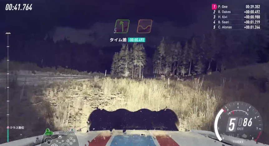 まともにやりあうと苦難必至なので、4-2-1などの最初のチェックポイント直後で減速し、インカットしたりしてました